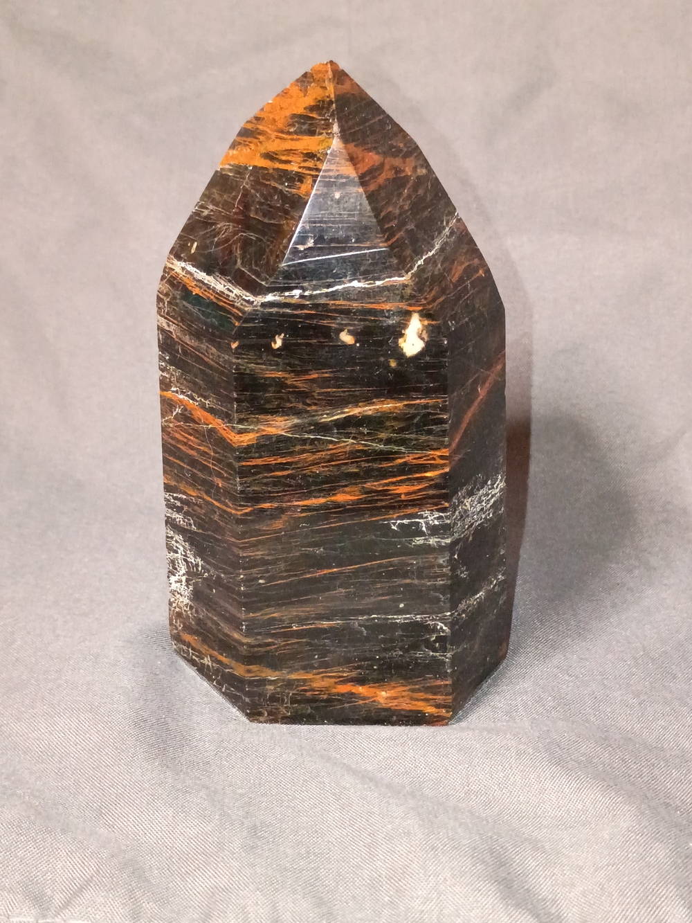 Handcrafted Black and Brown Tiger Eye Crystal Tower - Home Art